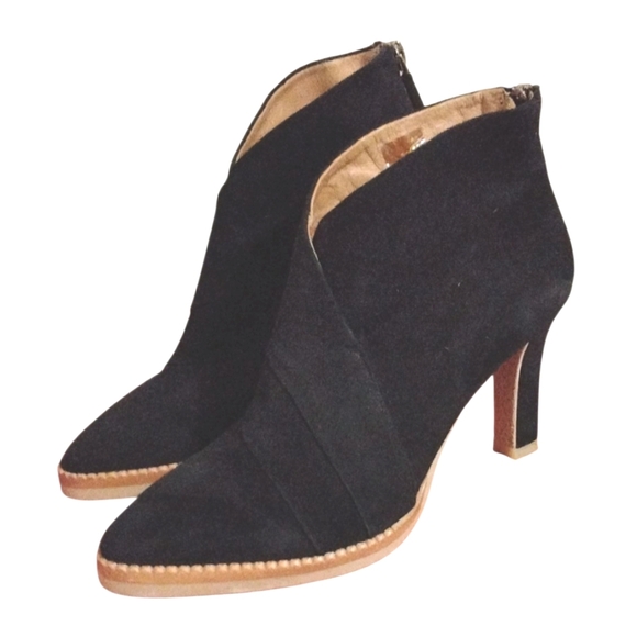 NEW Lolacruz Lure Black Suede Ankle Boots Platform Heeled Booties Size 7 - Picture 1 of 11